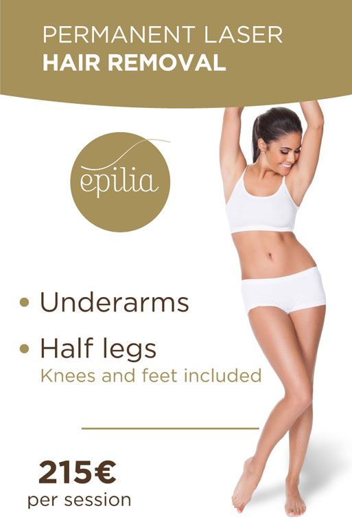 Permanent laser hair removal underarms half legs