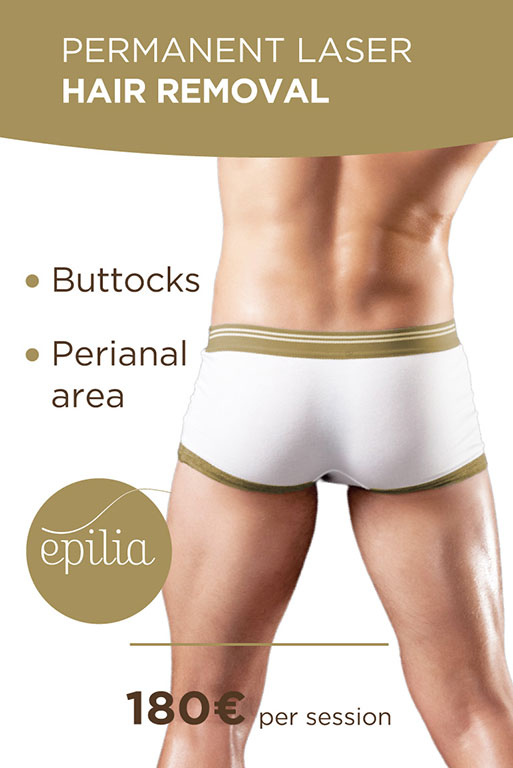 Permanent laser hair removal buttocks perianal area man