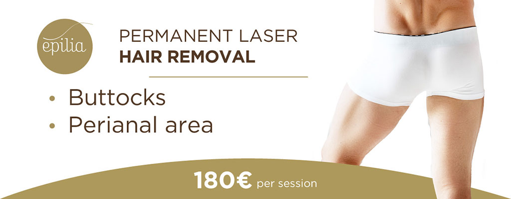 laser hair removal perianal area buttocks man