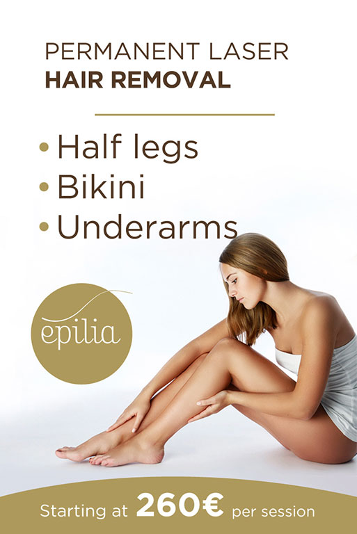 Permanent laser hair removal half legs bikini underarms