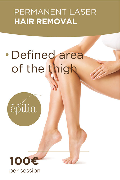 Permanent laser hair removal defined area of the thigh