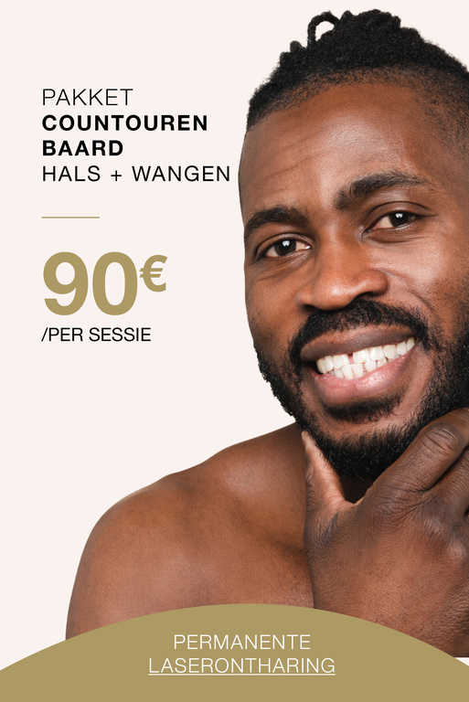 Permanente laserontharing contouren baard hals en wangen donkere huid